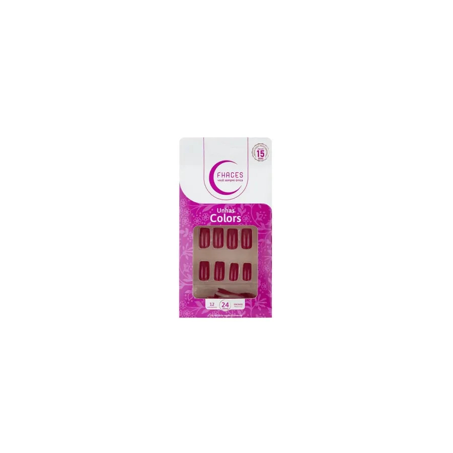 Unhas Fhaces Colors Vermelho Pod 28 Unidades