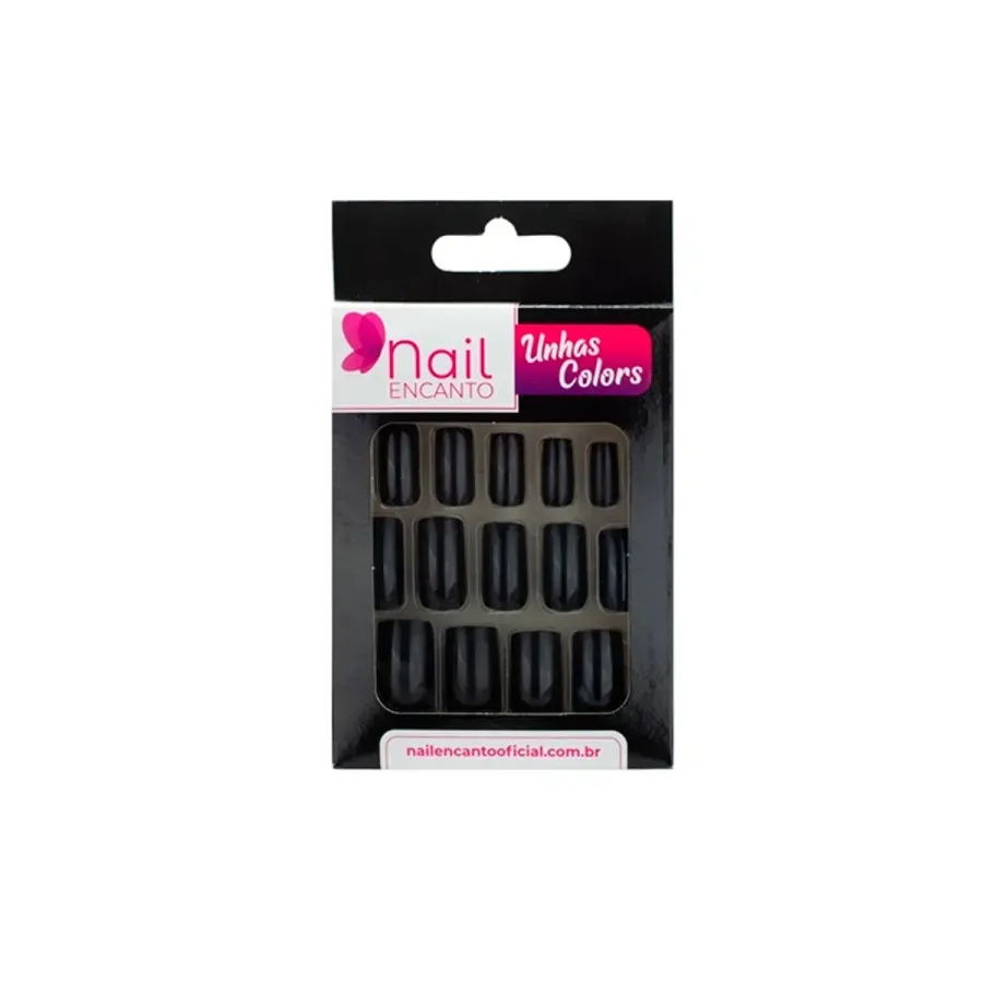 Unhas Nail Encanto Color Longa Preta