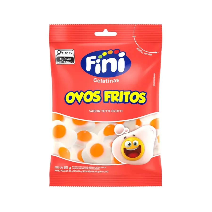 Bala de Gelatina Fini Ovos Fritos Sabor Tutti-Frutti 80g