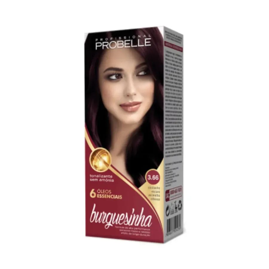 Tonalizante Burguesinha Cor: 3.66 Acaju Púrpura Probelle 50ml