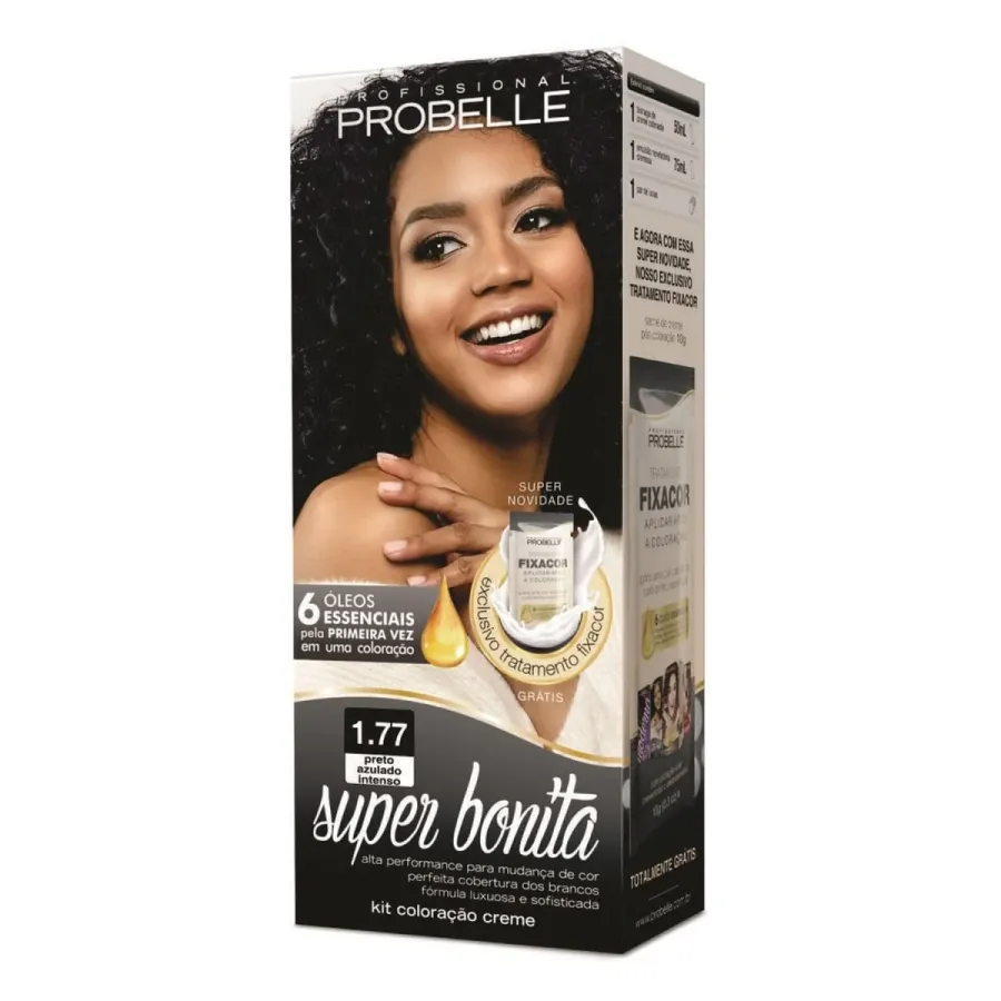 Coloração Probelle Super Bonita 1.77 Preto Azulado Intenso 50 ml