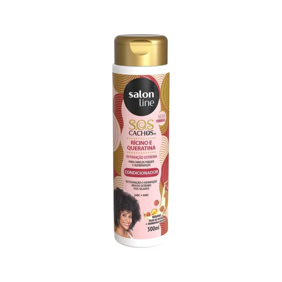 Condicionador Sos Cachos Rícino e Queratina Salon Line 300ml