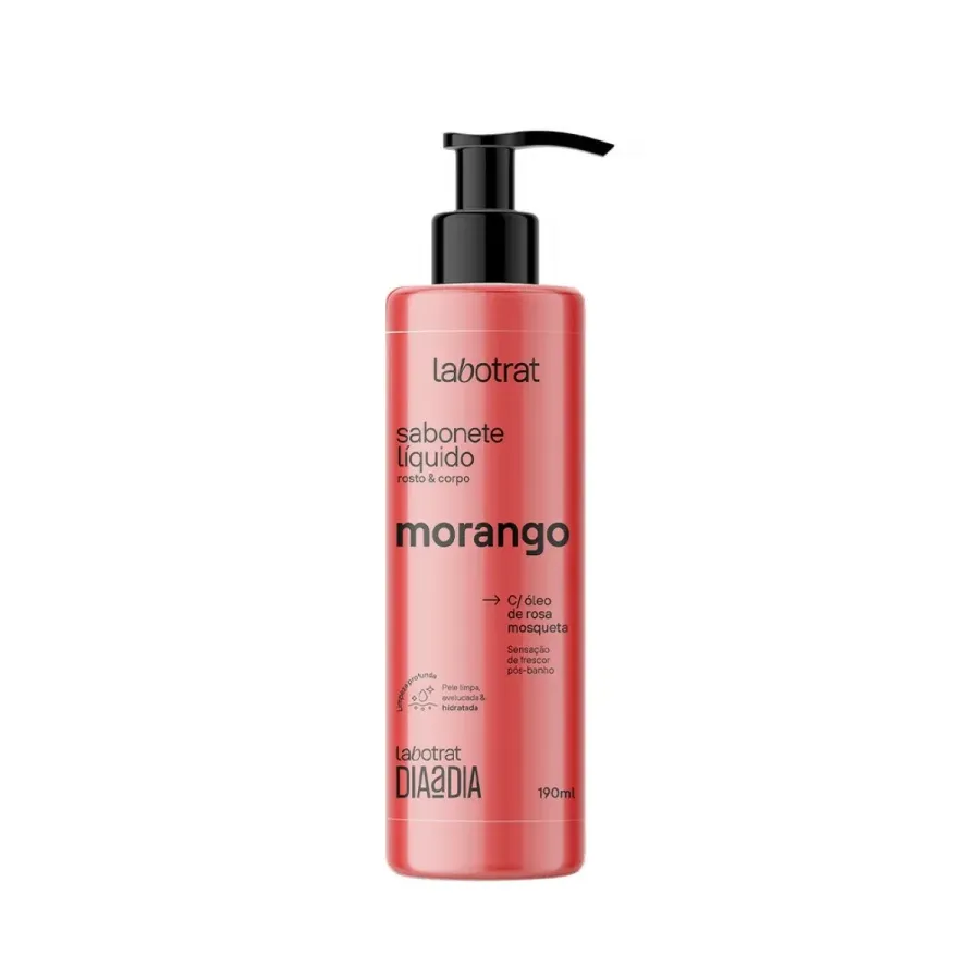 Sabonete Líquido Corporal e Facial Labotrat Morango com Óleo de Rosa Mosqueta Dia a Dia 190ml