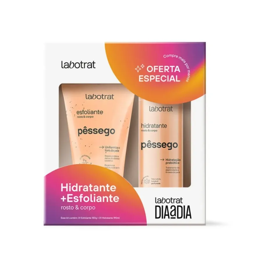Kit Labotrat Pêssego Esfoliante Corporal 150g + Hidratante Corporal 190ml