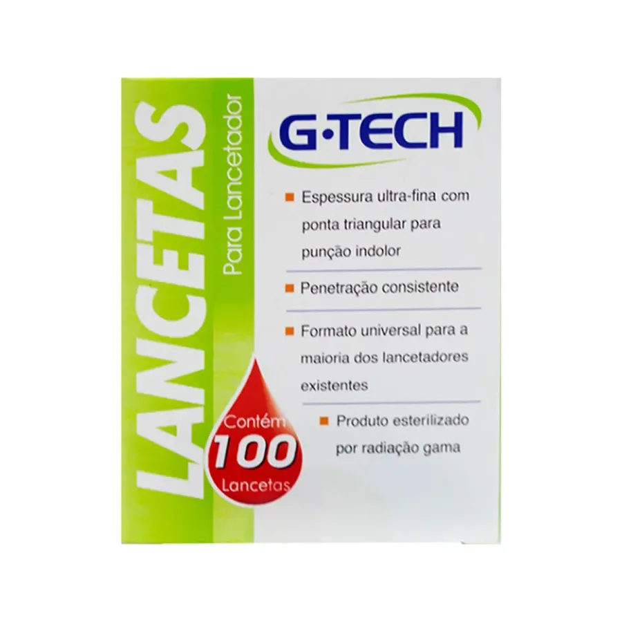 Lancetas G-Tech para Coleta Sangue 100 Unidades