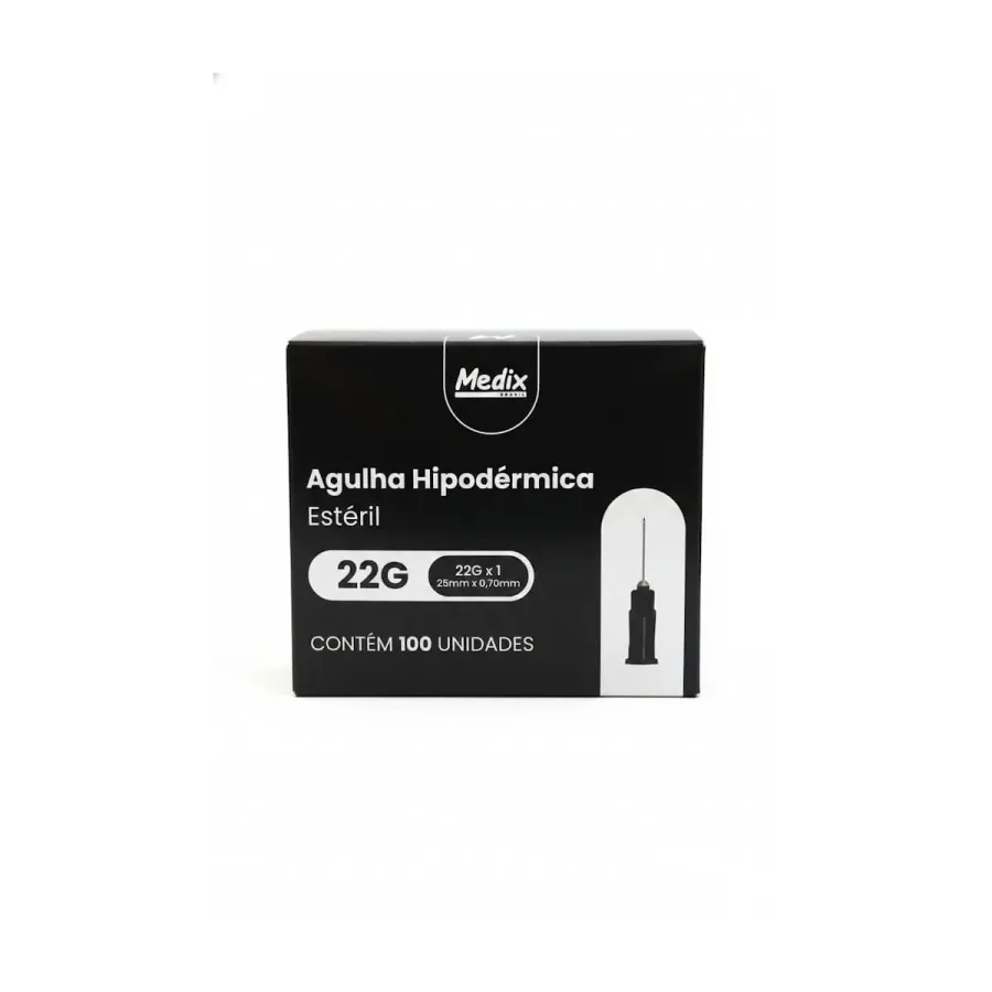 Agulha Hipodermica 25x0,70mm (22gx1) 100 Unidades Medix
