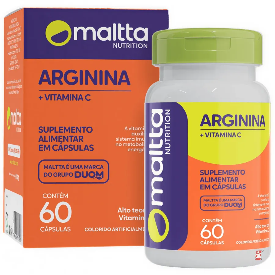 Arginina + Vitamina C Concentrada Antioxidante + Imunidade 60 Cápsulas - Maltta Nutrition