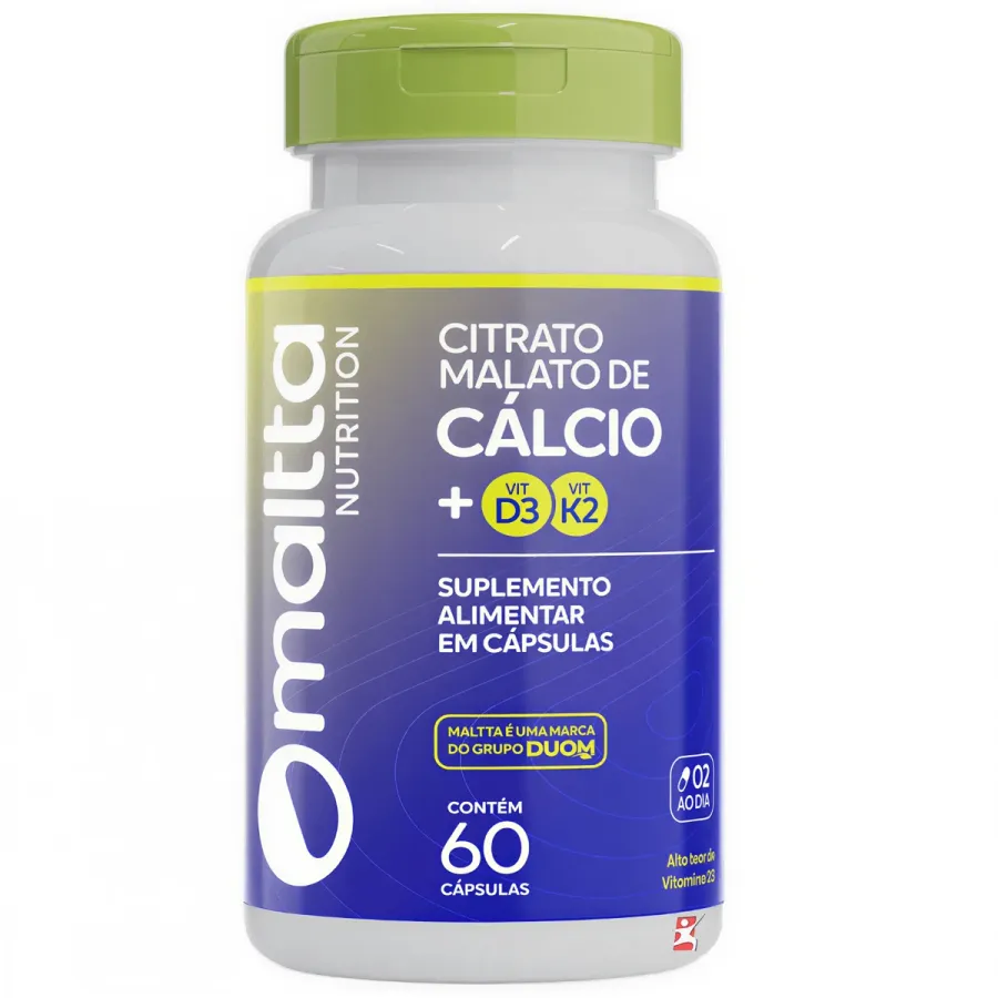 Citrato Malato de Cálcio com Vitaminas D3 + K 60 Cápsulas – Mallta Nutrition
