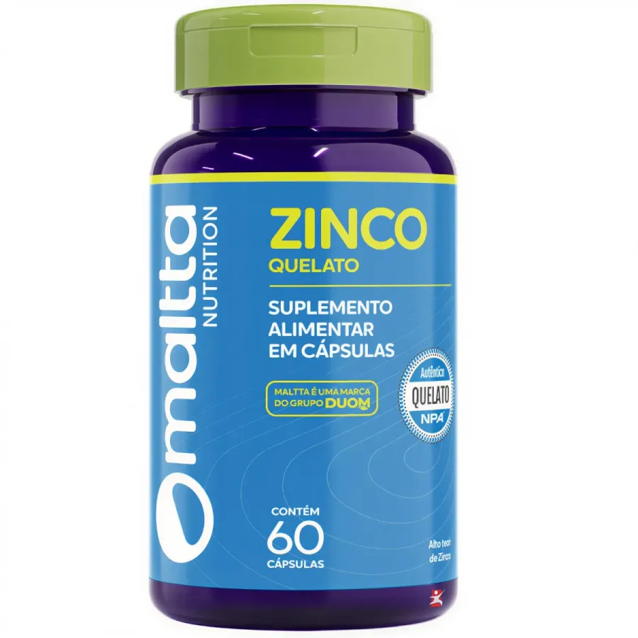 Zinco Quelato Zn Autentico Quelato Selo Npa® 60 Cápsulas - Maltta Nutrition