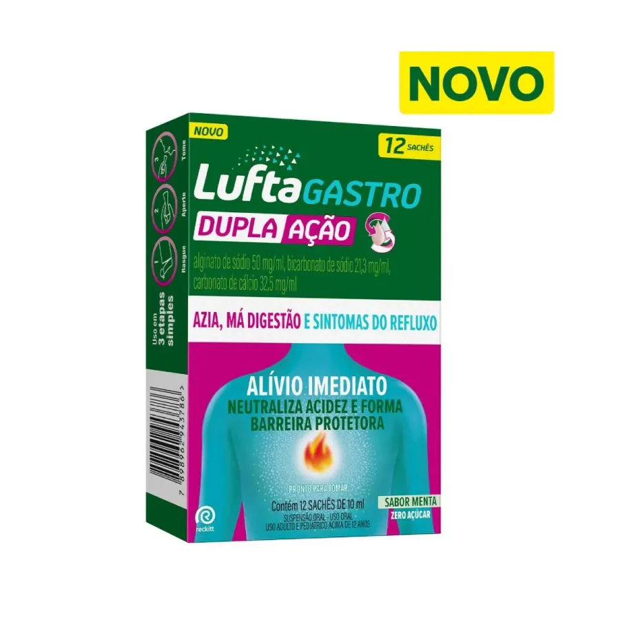 Antiácido Luftagastro Dupla Ação 12 Sachês de 10ml