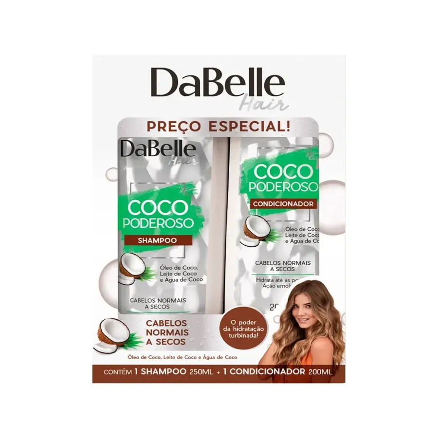 Kit Shampoo Dabelle Coco Poderoso 250ml + Condicionador 200ml