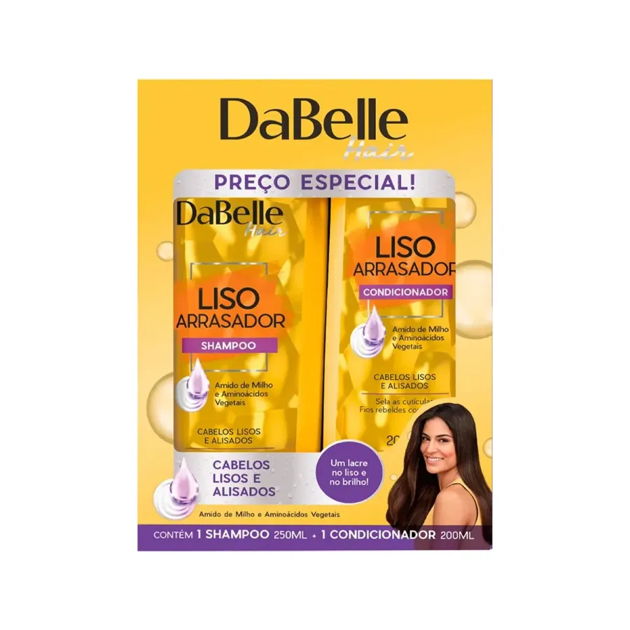 Kit Shampoo Dabelle Liso Arrasador 250ml + Condicionador 200ml