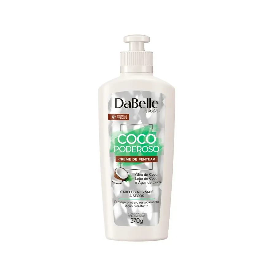 Creme de Pentear Dabelle Coco Poderoso Cabelos Normais a Secos 270g