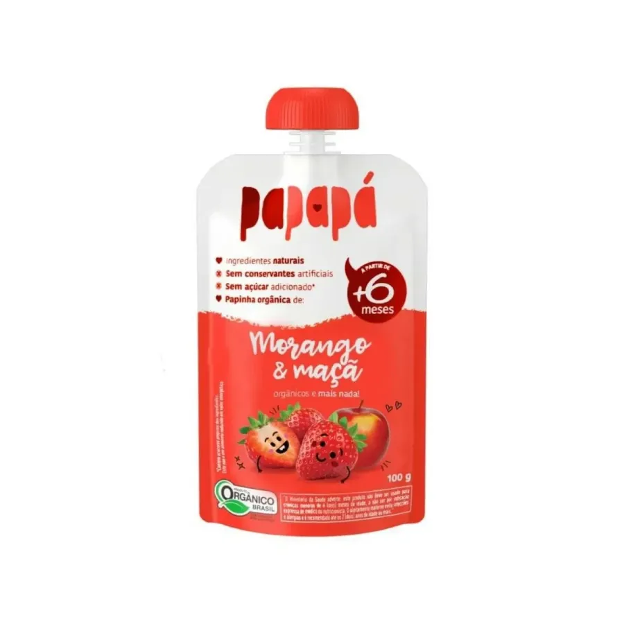 Papinha Orgânica Papapá Morango & Maca 100g