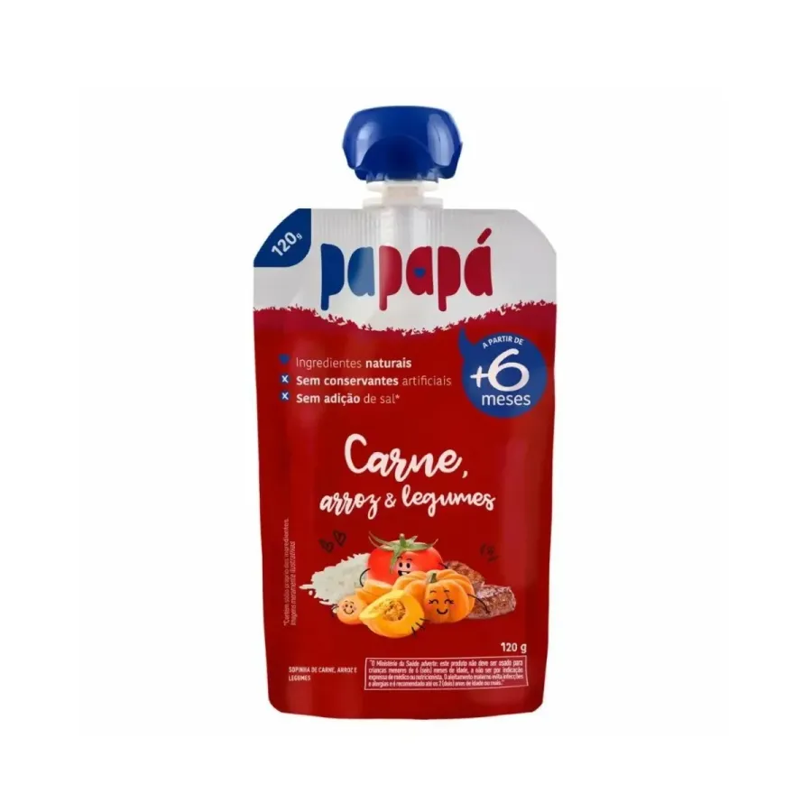 Papinha Papapá Carne, Arroz e Legumes +6 Meses 120g