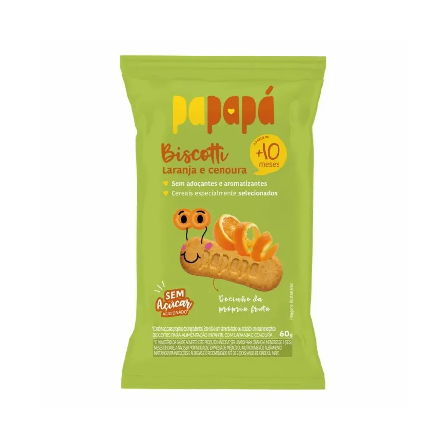 Biscoito Infantil Papapá Biscotti Laranja e Cenoura 60g