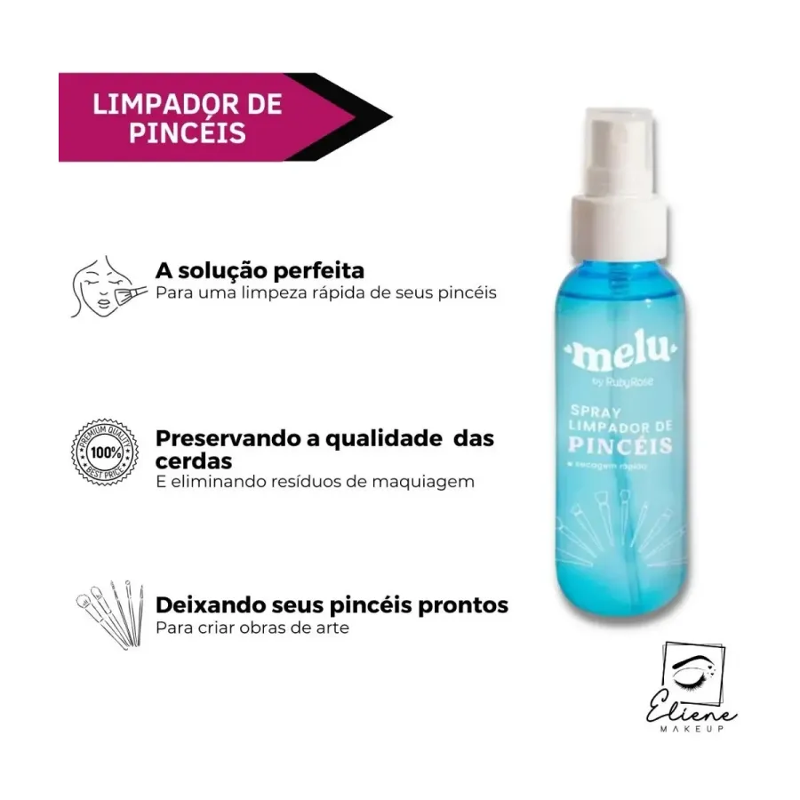Limpador de Pincéis Rr1801 Melu Rubyrose 100ml