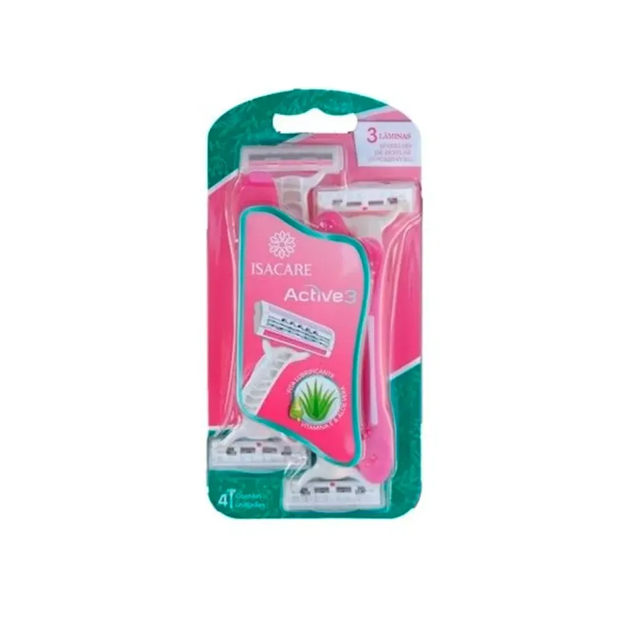 Aparelho Isacare Barbear Active 3 Laminas 4 Unidades