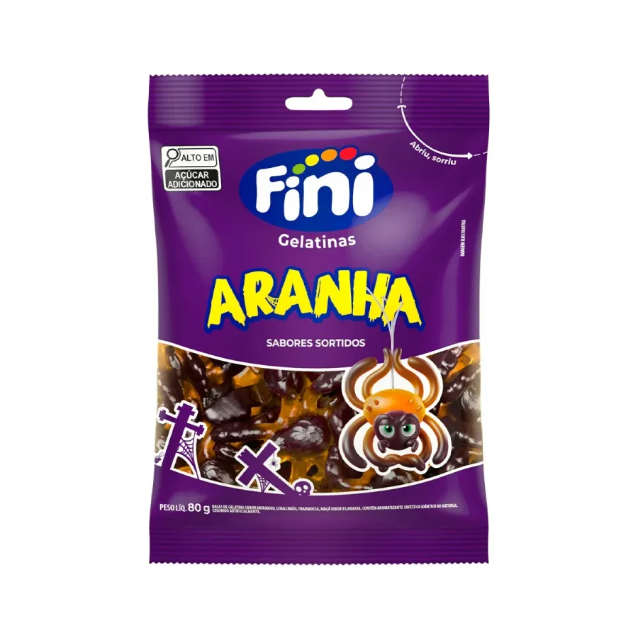 BALA FINI GELATINA 80G ARANHA