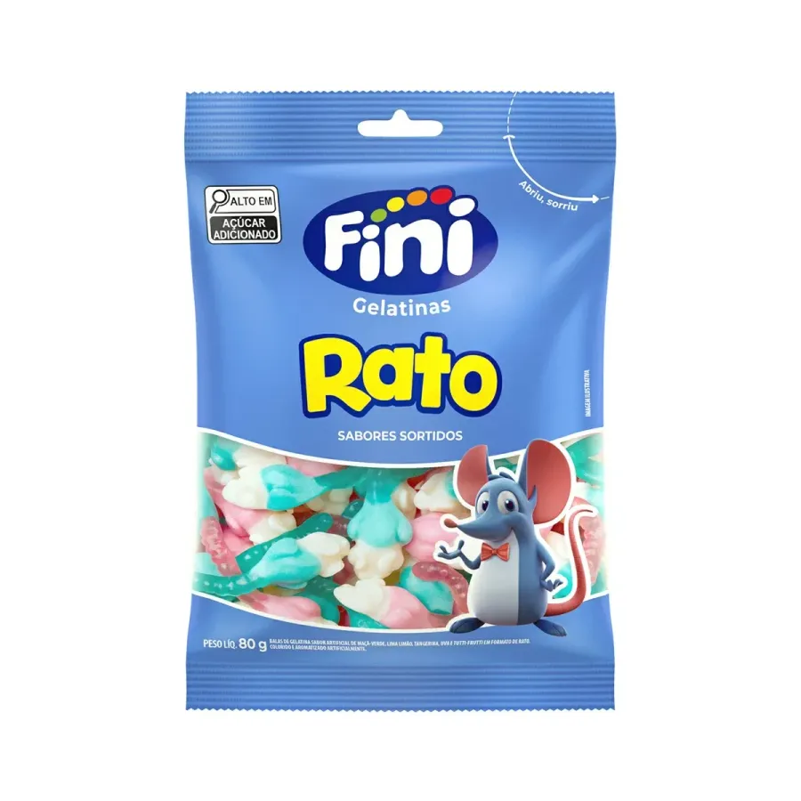 Bala de Gelatina Fini Rato Sortidos 80g