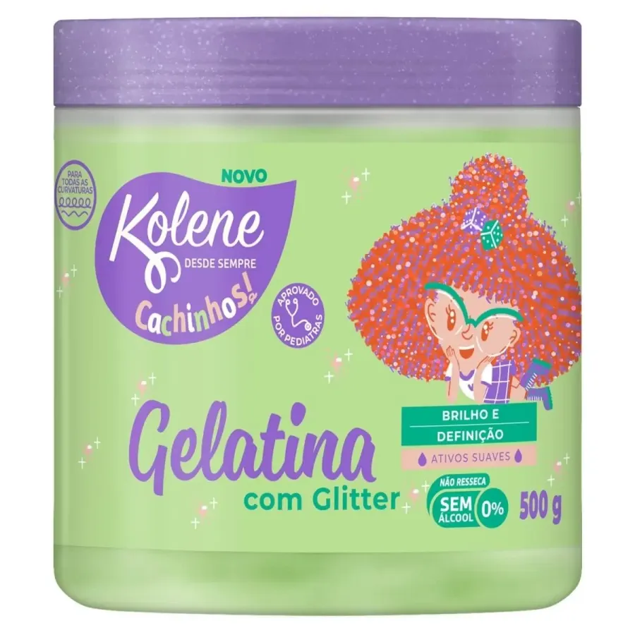 Gelatina Capilar Kolene Infantil 500g Cachinhos com Glitter