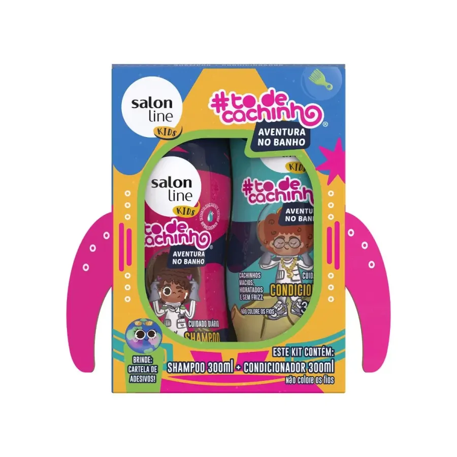 KIT SALON LINE SH+COND 300ML KIDS AVENTURA NO BANHO