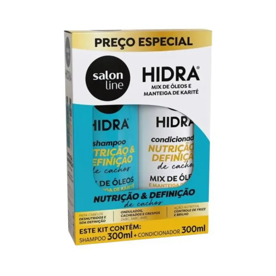KIT SALON LINE SH+COND 300ML HIDRA NUTRIÇAO E DEFINIÇAO