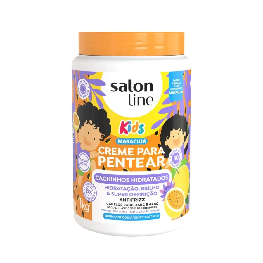 Creme para Pentear Infantil Salono Line 1kg Maracujá Cachinhos Hidratados