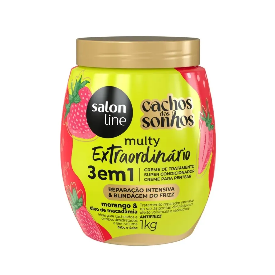 Creme para Tratamento Salon Line 1kg Cachos do Sonhos Morango 3 em 1