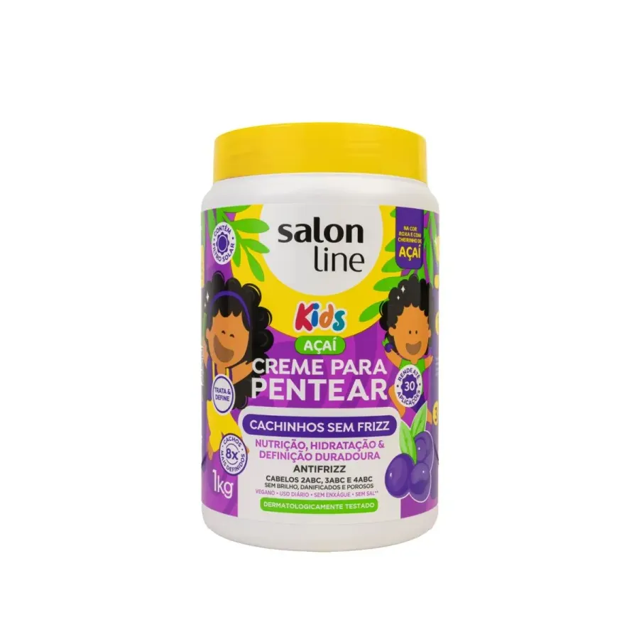 Creme de Pentear Salon Line Kids Açai Cachinhos Sem Frizz 1l