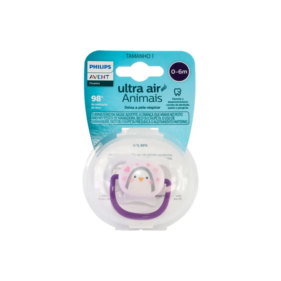 Chupeta Avent Ultra Air 0-6 Pinguim Menina