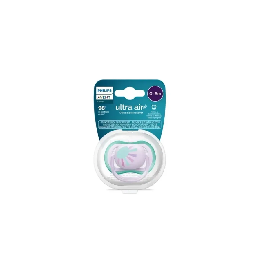 Chupeta Avent Ultra Air Scf086/04 0-6 Meses Decorada Sun Rosa 1 Unidade