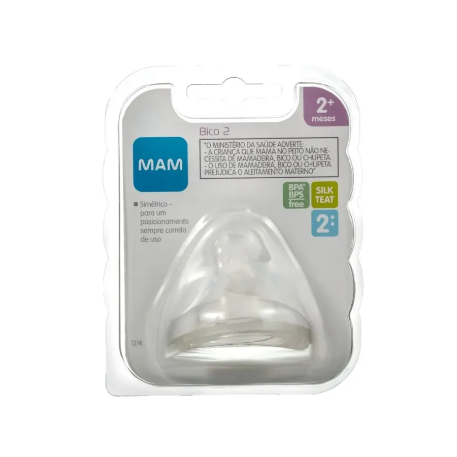 Bico de Mamadeira 2 Mam Fluxo Médio 1216 2+ Meses 1 Unidade