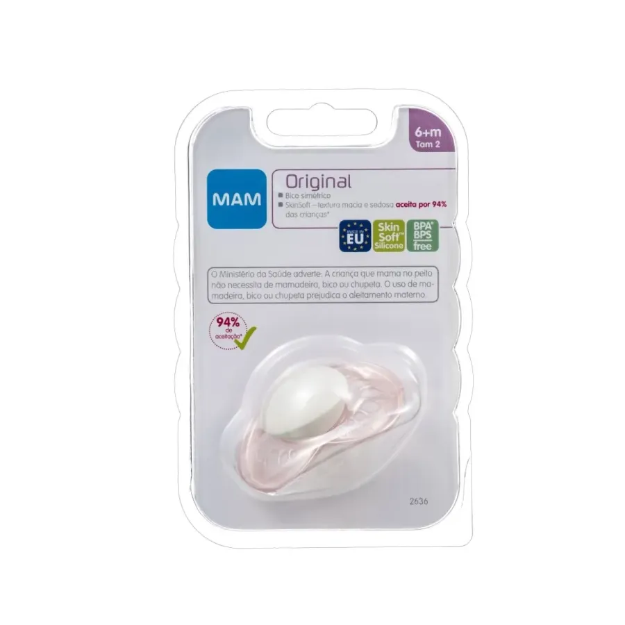 Chupeta Mam Original 6+ Meses Rosa 1 Unidade