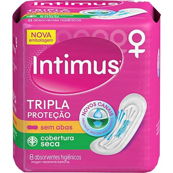 Absorvente Intimus Tripla Proteção Cobertura Seca Sem Abas - 8 Unidades