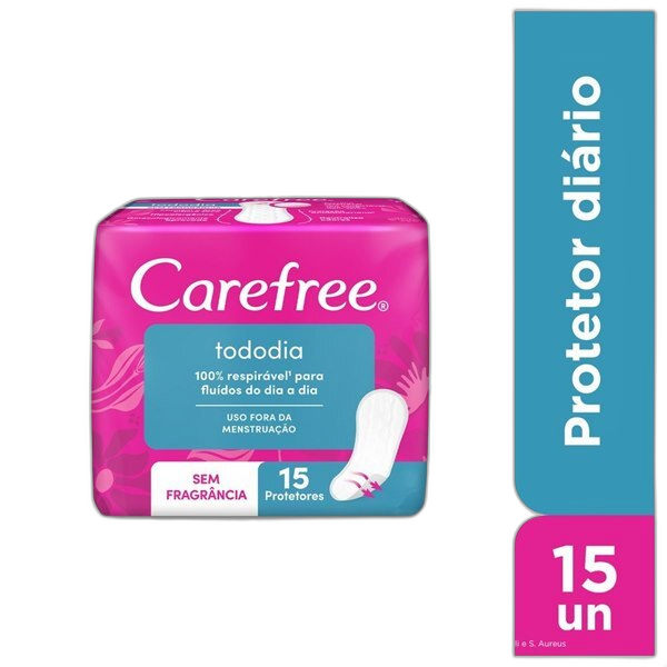 Protetor Diário Carefree Tododia Respirável Sem Perfume Sem Abas - 15 Unidades